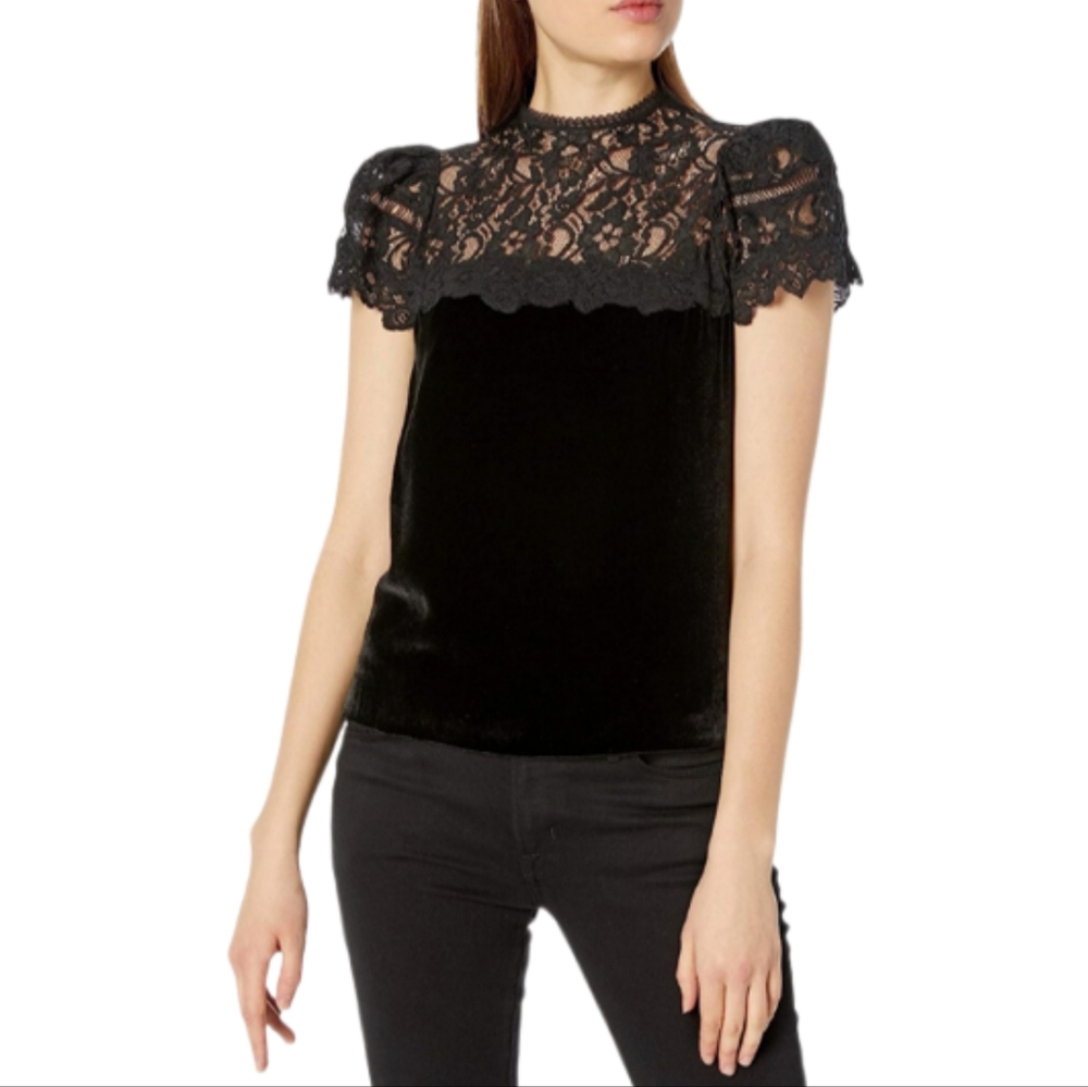 Rebecca Taylor Velvet Lace Top